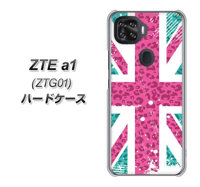 au ZTE a1 ZTG01 高画質仕上げ 背面印刷 ハードケース【SC807 ユニオンジャック ピンクヒョウ柄】