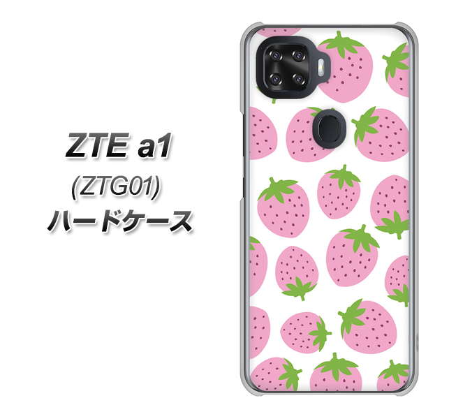 au ZTE a1 ZTG01 高画質仕上げ 背面印刷 ハードケース【SC809 小さいイチゴ模様 ピンク】