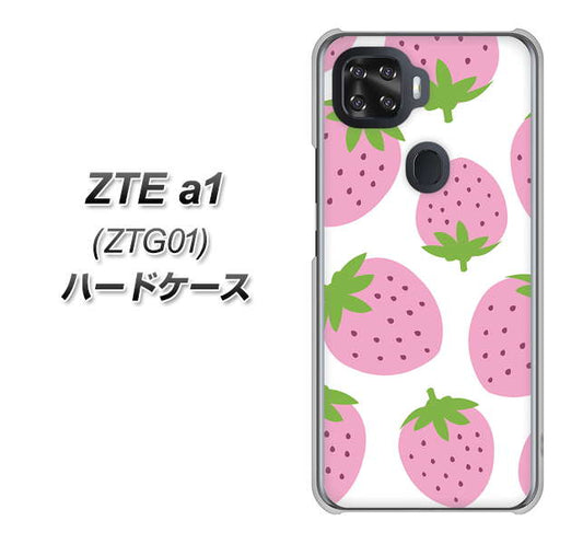 au ZTE a1 ZTG01 高画質仕上げ 背面印刷 ハードケース【SC816 大きいイチゴ模様 ピンク】