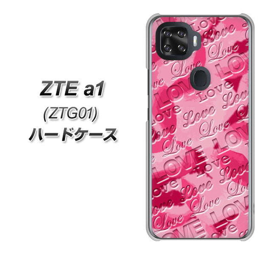 au ZTE a1 ZTG01 高画質仕上げ 背面印刷 ハードケース【SC845 フラワーヴェルニLOVE濃いピンク(ローズアンディアン)】