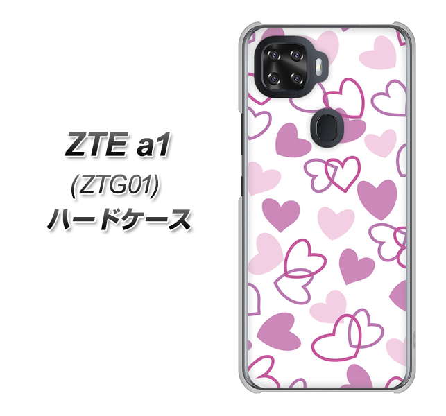au ZTE a1 ZTG01 高画質仕上げ 背面印刷 ハードケース【VA928 ハートがいっぱい パープル】