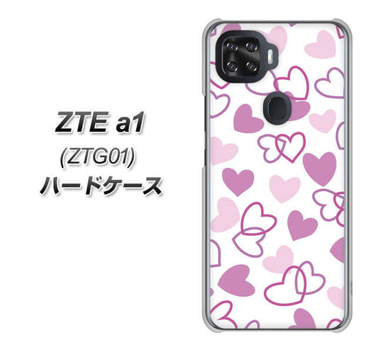 au ZTE a1 ZTG01 高画質仕上げ 背面印刷 ハードケース【VA928 ハートがいっぱい パープル】