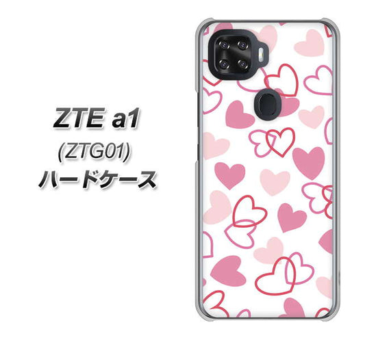 au ZTE a1 ZTG01 高画質仕上げ 背面印刷 ハードケース【VA929 ハートがいっぱい ピンク】