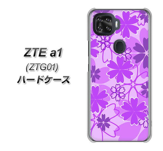 au ZTE a1 ZTG01 高画質仕上げ 背面印刷 ハードケース【VA960 重なり合う花 パープル】