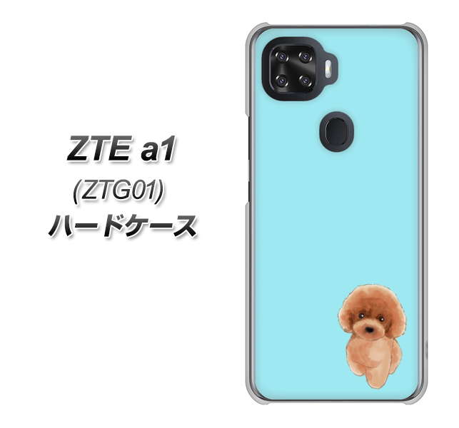 au ZTE a1 ZTG01 高画質仕上げ 背面印刷 ハードケース【YJ050 トイプードルレッド(ブルー)】