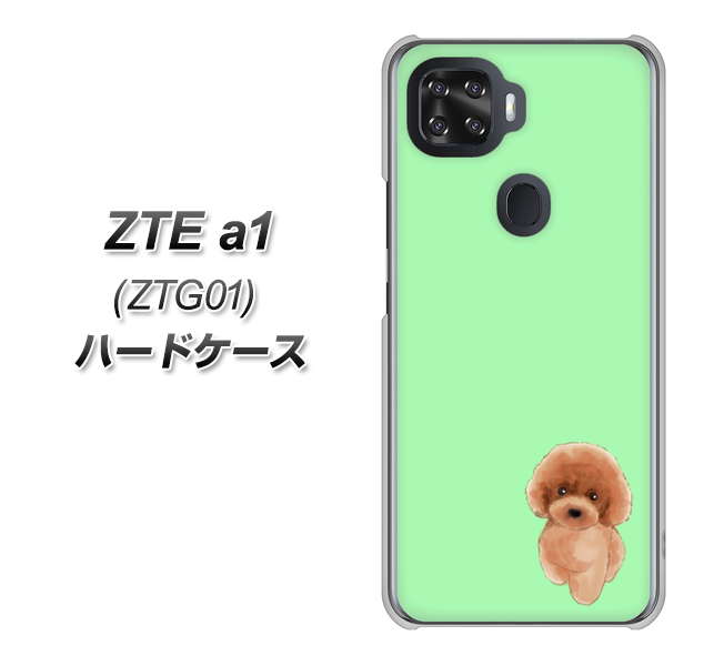 au ZTE a1 ZTG01 高画質仕上げ 背面印刷 ハードケース【YJ052 トイプードルレッド( グリーン)】