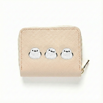 サンポ刺繍 お札が折れない コンパクトウォレット 【 シュリンクレザー 刺繍 】 本革 姫路レザー TKM