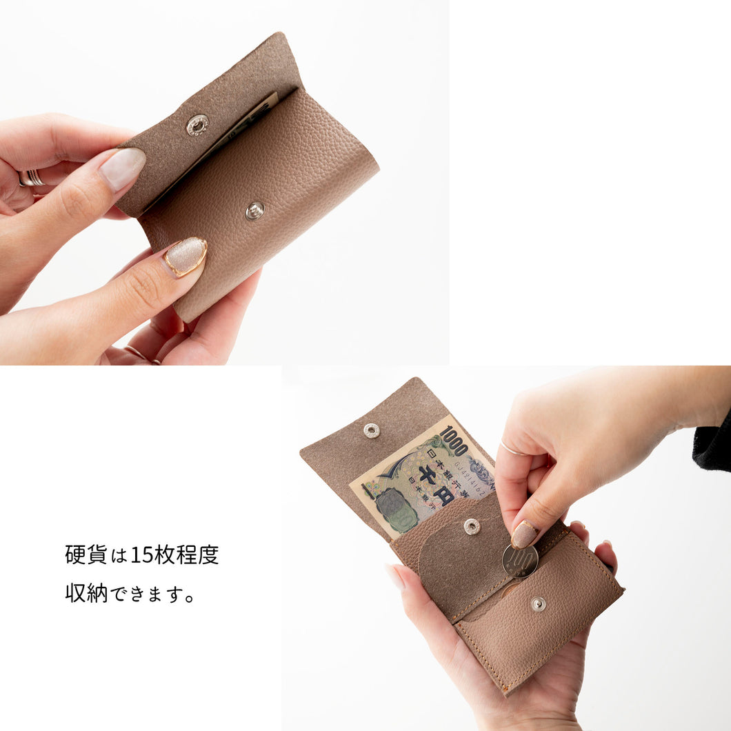 姫路レザー シュリンクレザー ミニマルウォレット 三つ折りミニ財布