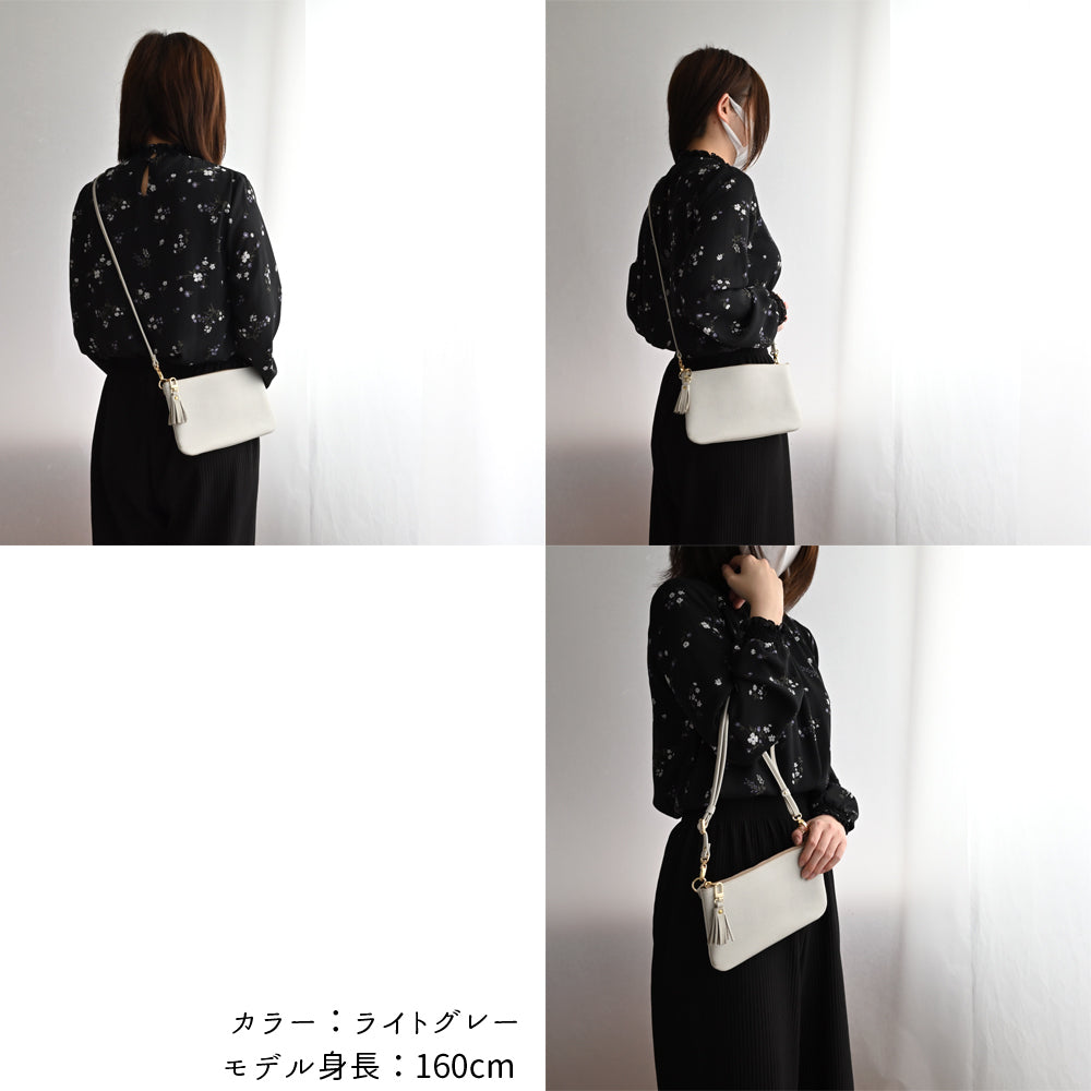 姫路レザー シュリンクレザー 横型ファスナーポシェット