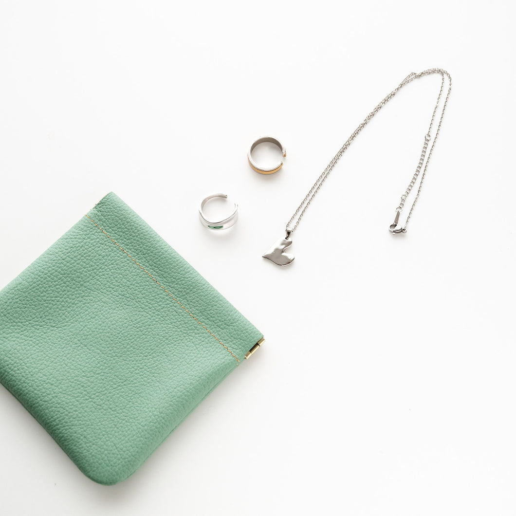 姫路レザー シュリンクレザー ばね口 ポーチ 名入れ