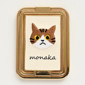 うちの猫 多機能リング 【 刺繍 猫 名入れ 】スマホリング スマホスタンド