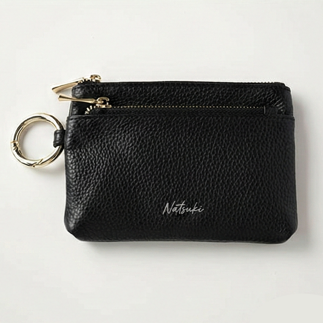 Wジッパー マルチケースA 本革 Nuance 名入れ ミニ財布・カードケース