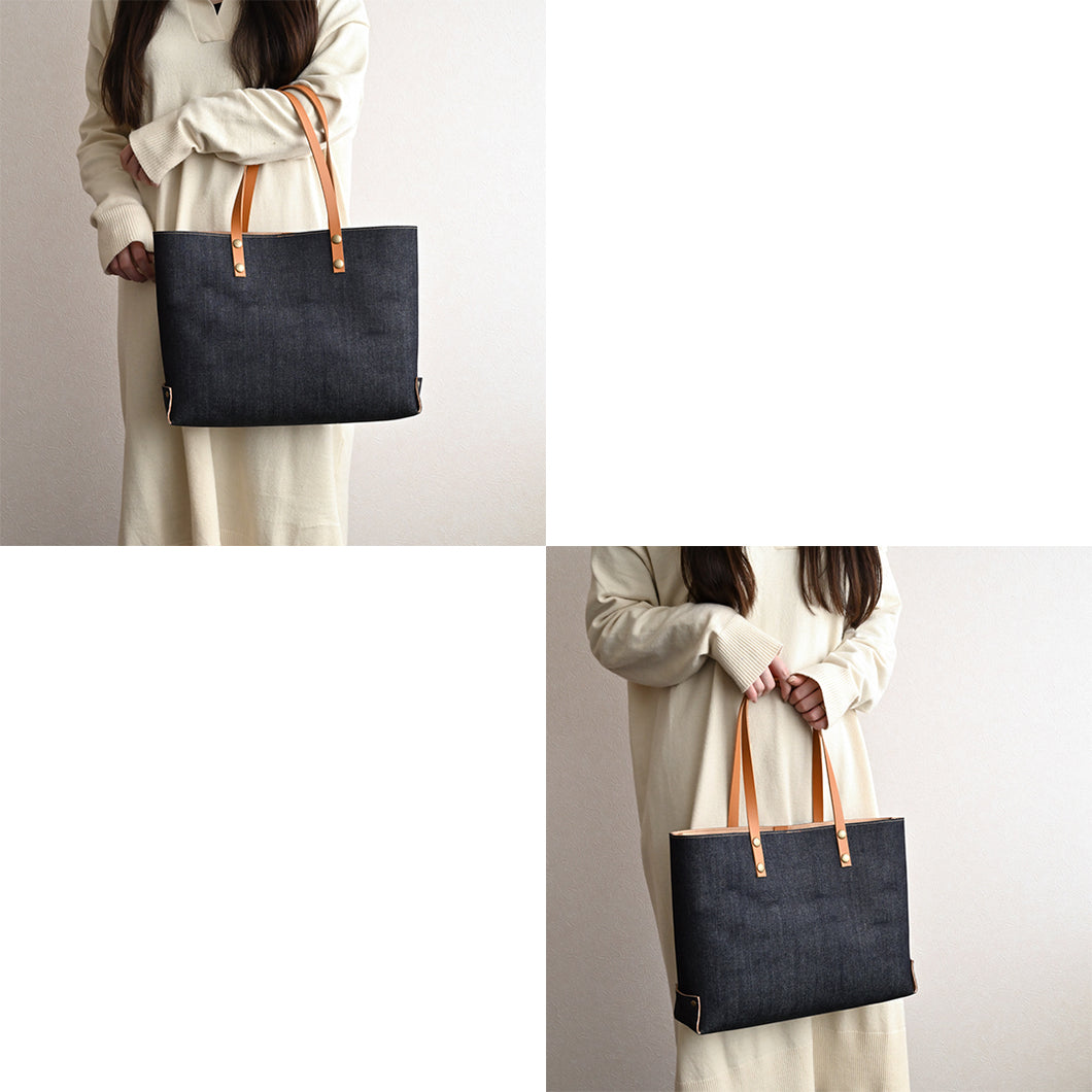 岡山デニム イタリアンレザー A4 トートバッグ