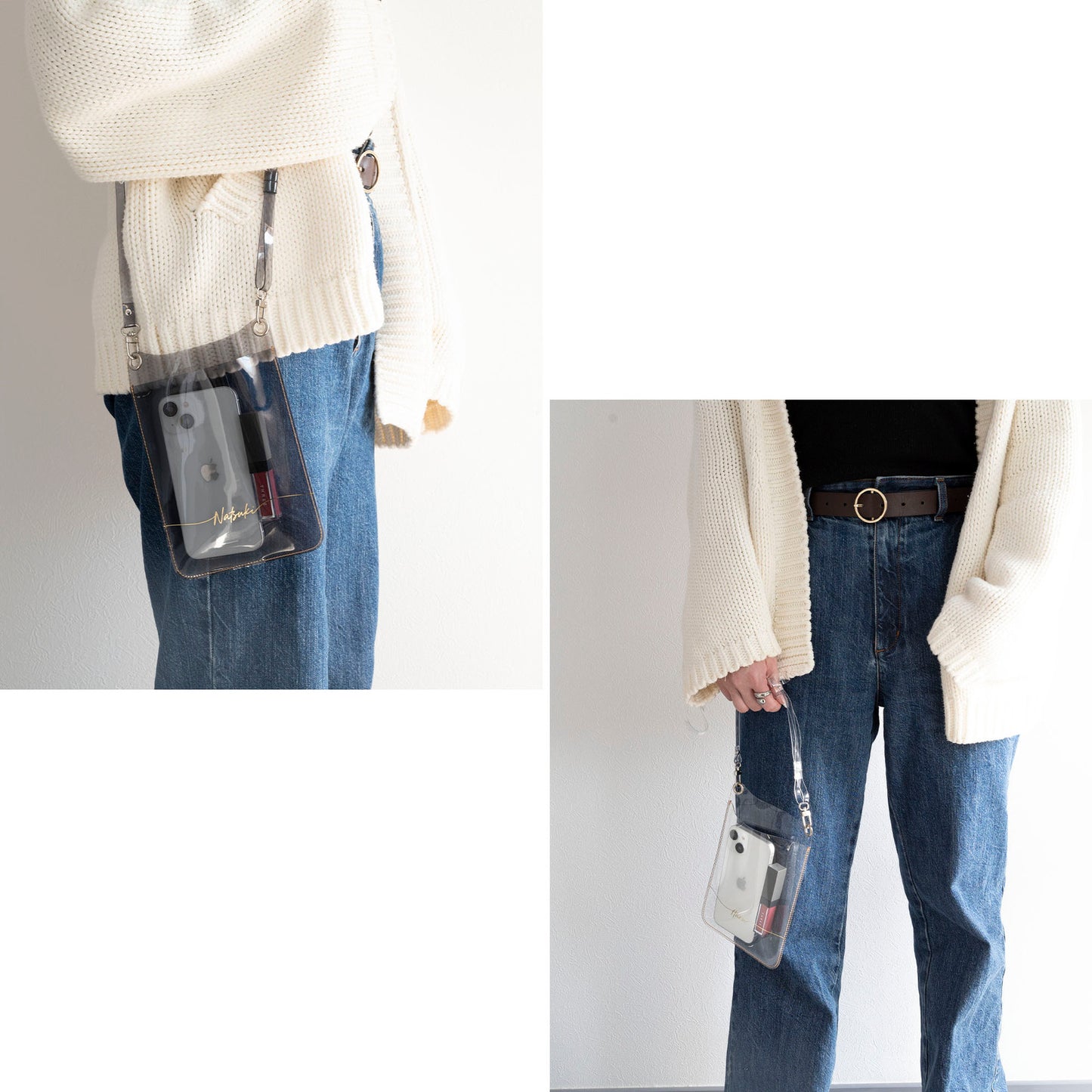 クリア 箔 名入れ スマホポシェット クリアPVC