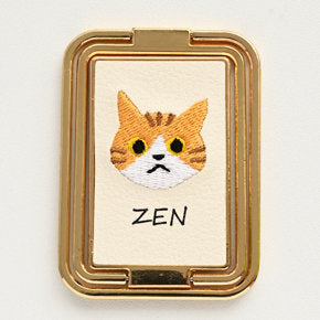 うちの猫 多機能リング 【 刺繍 猫 名入れ 】スマホリング スマホスタンド