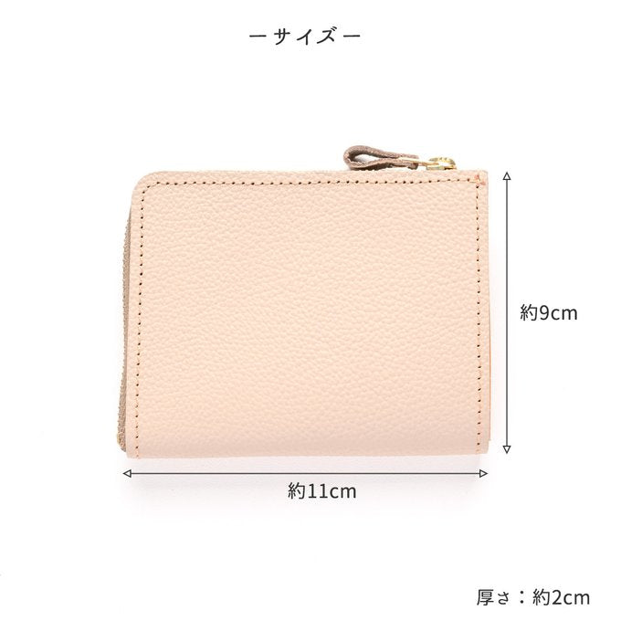 シマエナガとネコ マチあり L字ファスナー コインケース 【 シュリンクレザー 刺繍 】 本革 財布 ミニウォレット 姫路レザー