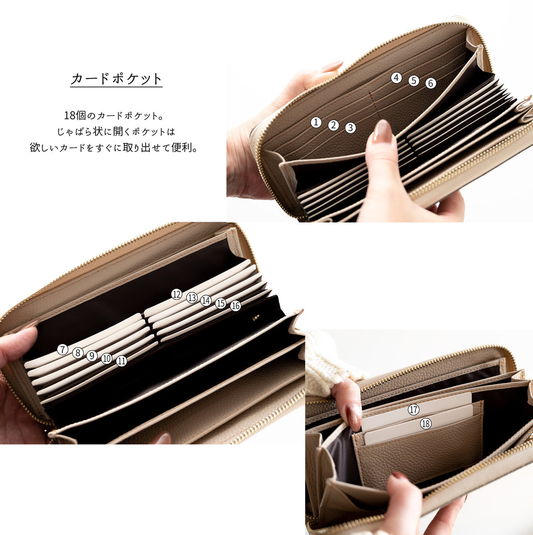 サンポ刺繍 じゃばら式 ロングウォレット 【 シュリンクレザー 刺繍 】長財布 本革 姫路レザー