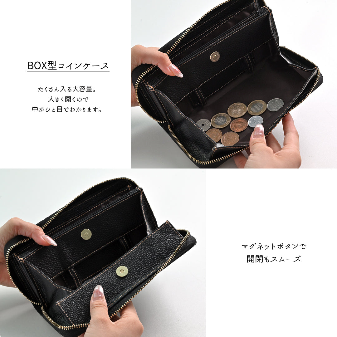 イタリアンレザー 市松模様 じゃばら式 ロングウォレット 本革 長財布 TKM
