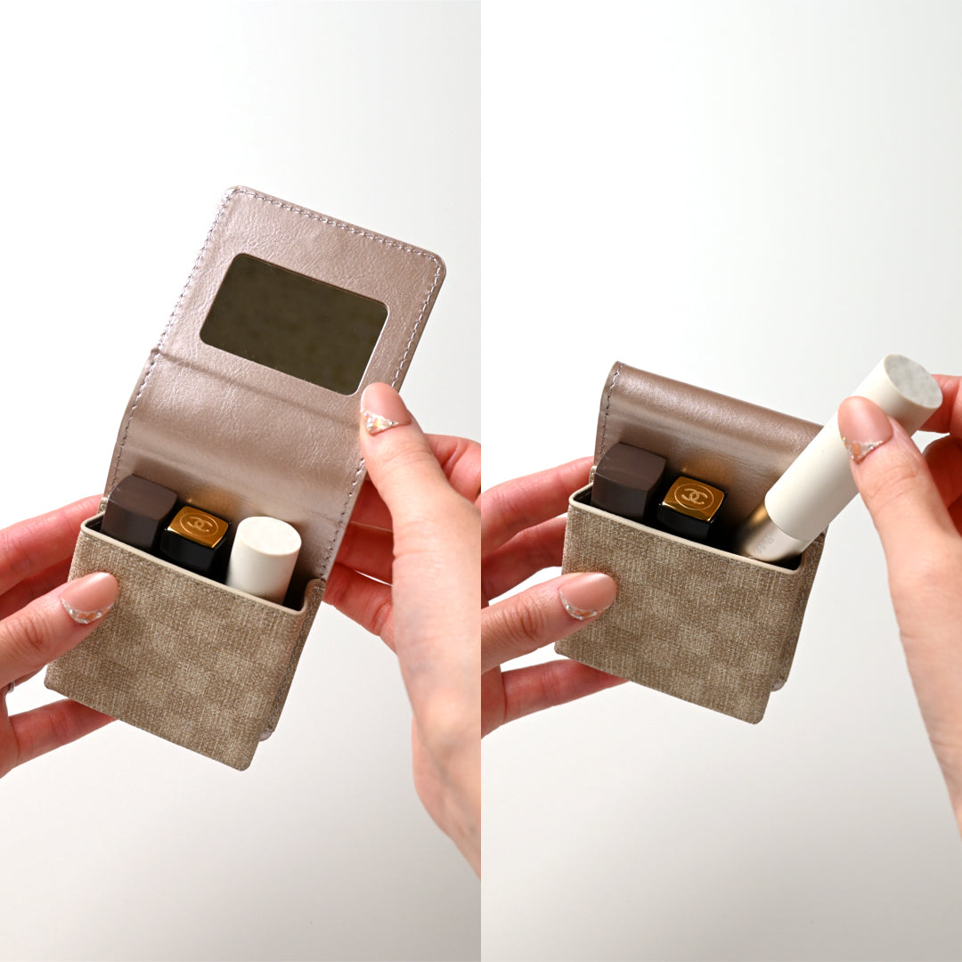 フィオレッティ 市松模様 リップケース コスメポーチ