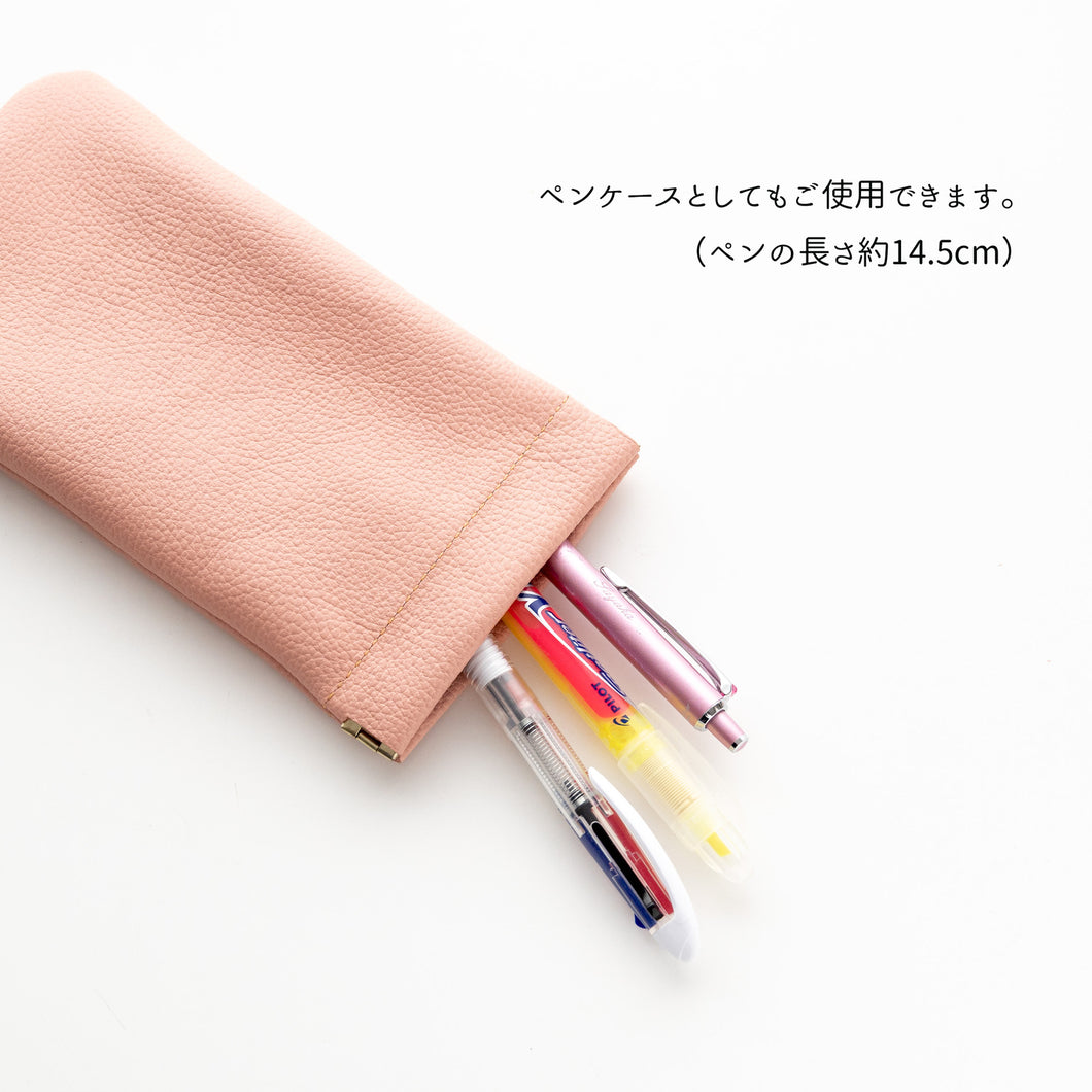 姫路レザー シュリンクレザー ばね口 ポーチ 名入れ