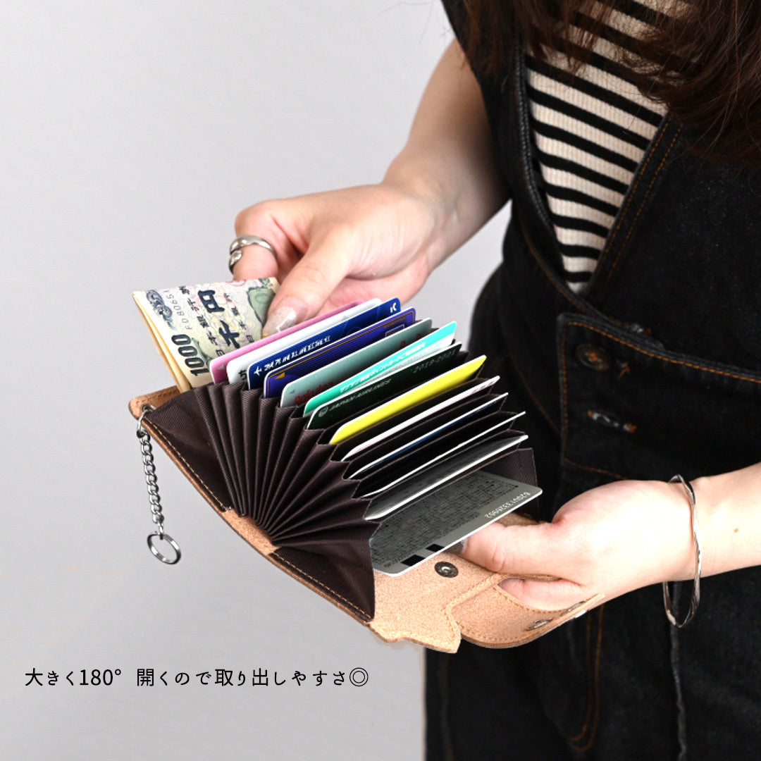姫路レザー ネコ耳付き じゃばら式カードケース newシュリンクレザー くすみカラー ミニ財布