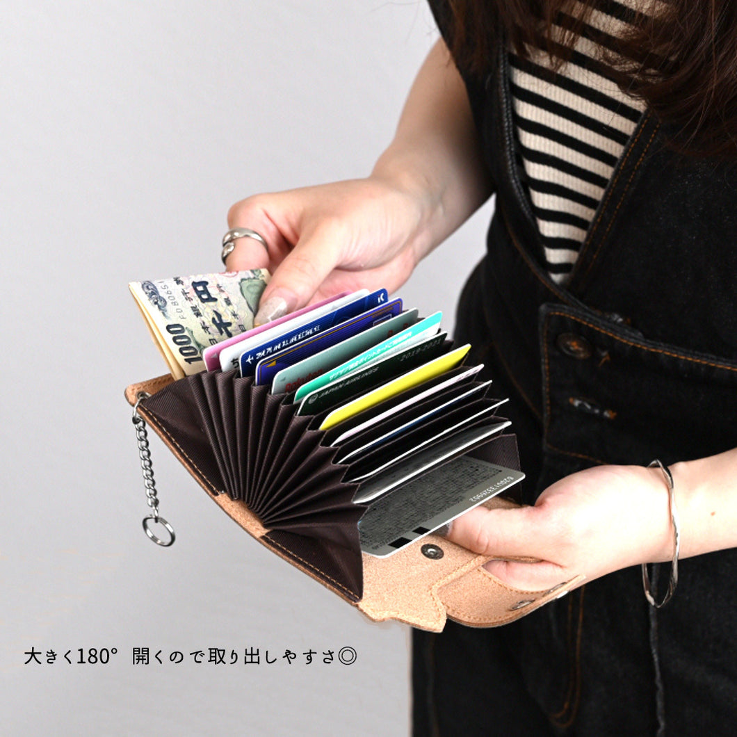 姫路レザー ネコ耳付き じゃばら式カードケース newシュリンクレザー くすみカラー ミニ財布