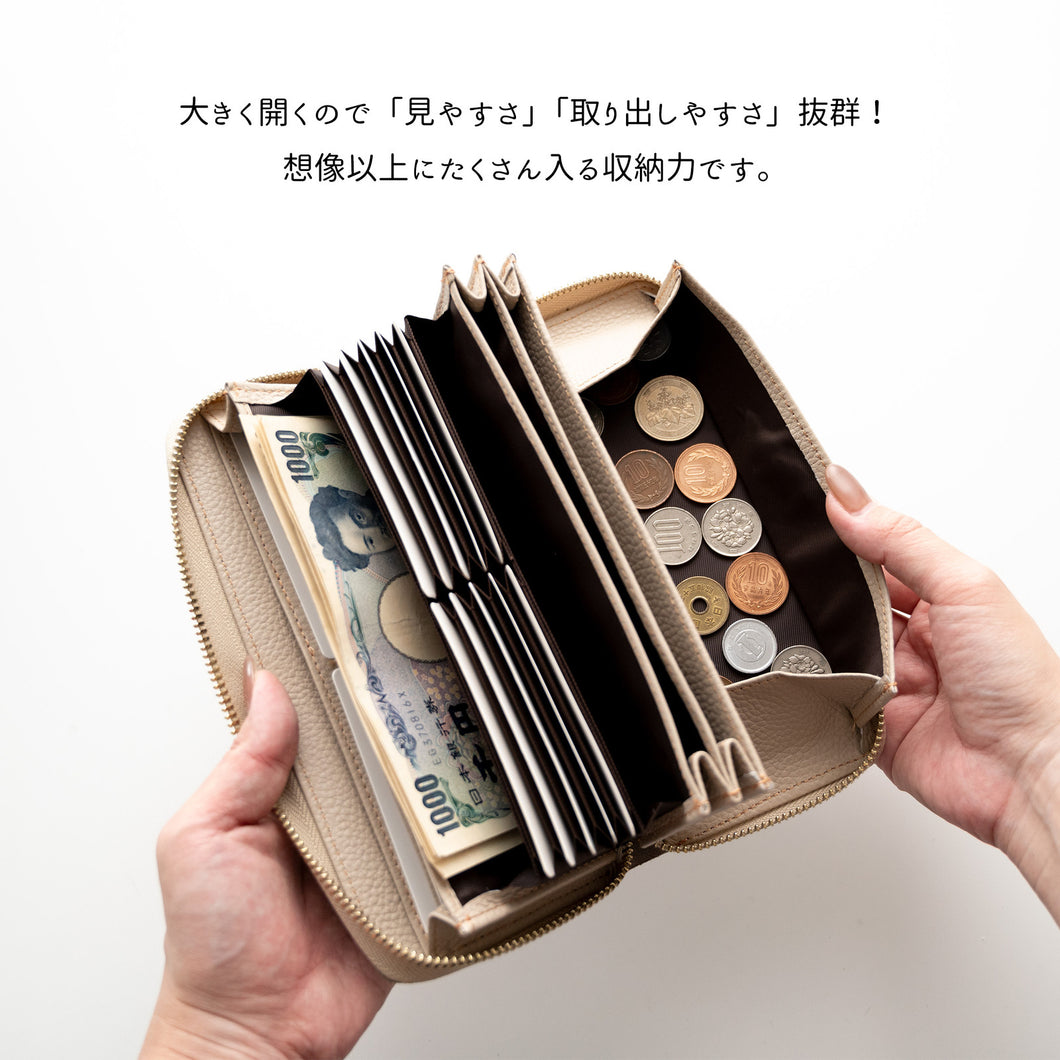 サンポ刺繍 じゃばら式 ロングウォレット 【 シュリンクレザー 刺繍 】長財布 本革 姫路レザー