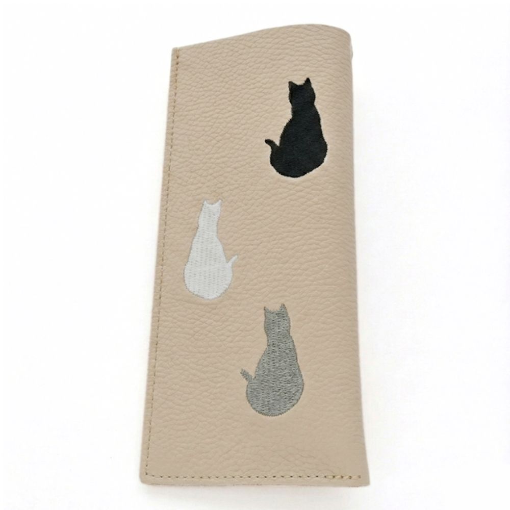 刺繍 うしろむき猫 メガネケース