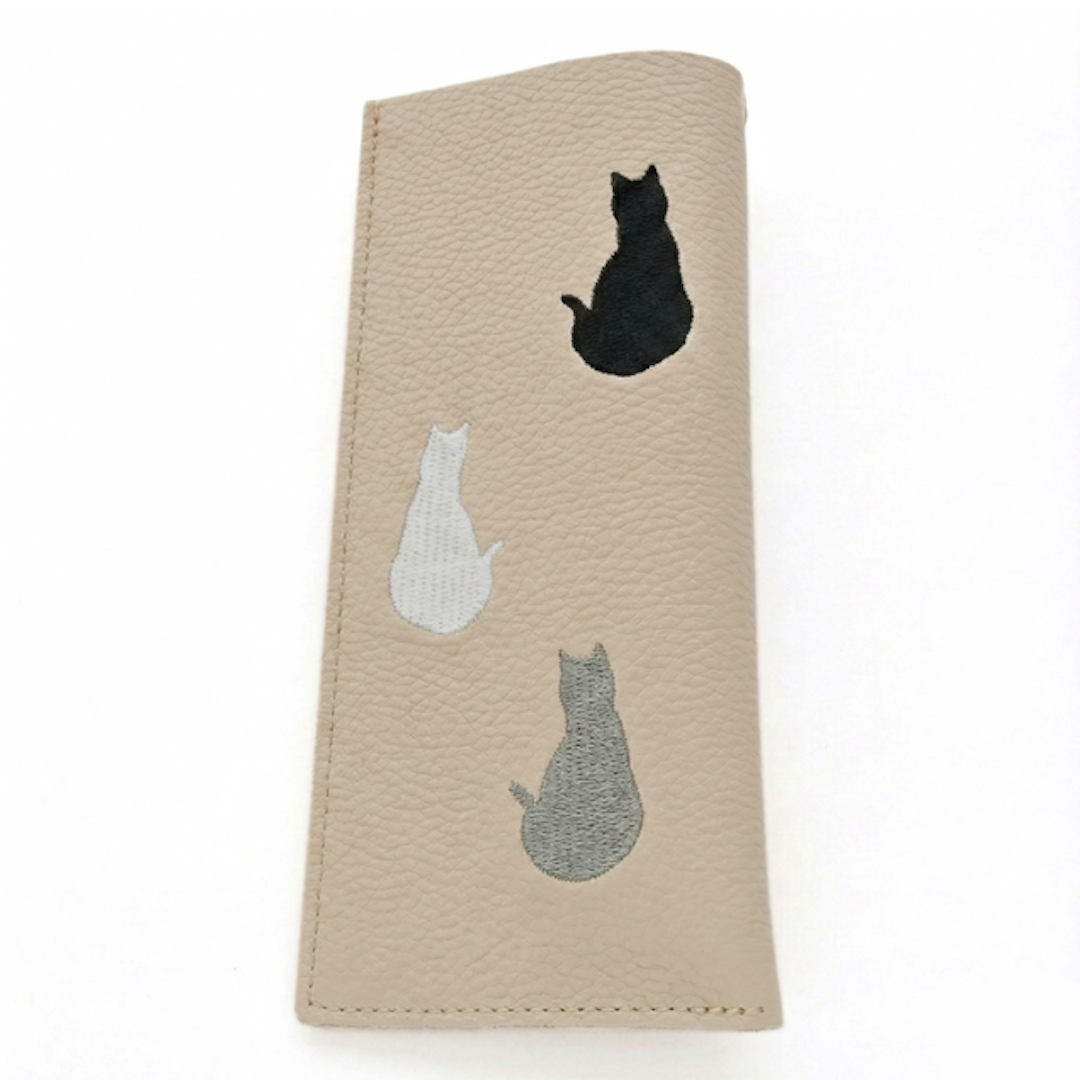 刺繍 うしろむき猫 メガネケース