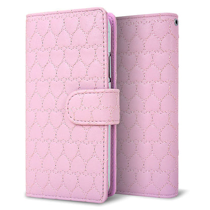 Xperia 10 III SOG04 au ハートのキルトデコ 手帳型ケース 耐衝撃