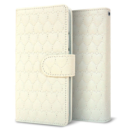 Xperia 10 IV SOG07 au ハートのキルトシンプル 手帳型ケース