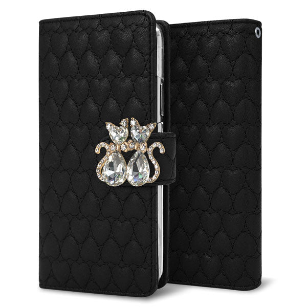 Galaxy S22 SCG13 au ハートのキルトデコ 手帳型ケース 耐衝撃