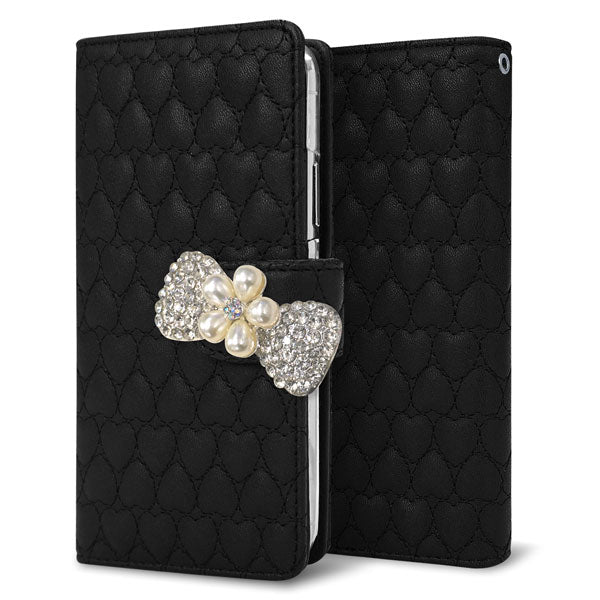 Galaxy S22 SCG13 au ハートのキルトデコ 手帳型ケース 耐衝撃