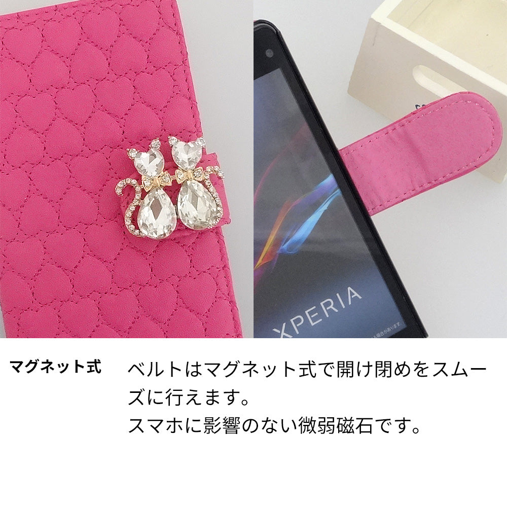 Xperia Ace III A203SO Y!mobile ハートのキルトデコ 手帳型ケース