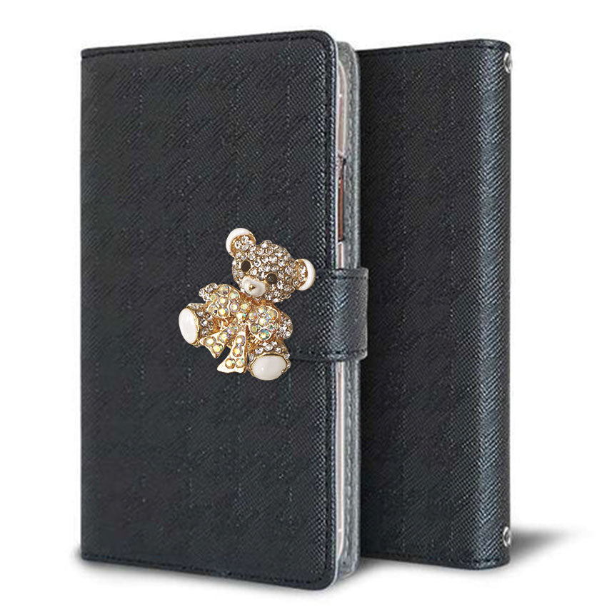 Xperia 1 IV SOG06 au クリアプリントブラックタイプ 手帳型ケース