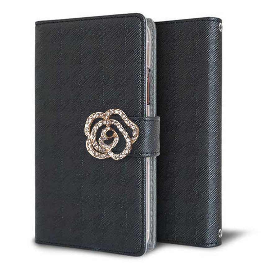 AQUOS wish5 SH-52F docomo クリアプリントブラックタイプ 手帳型ケース