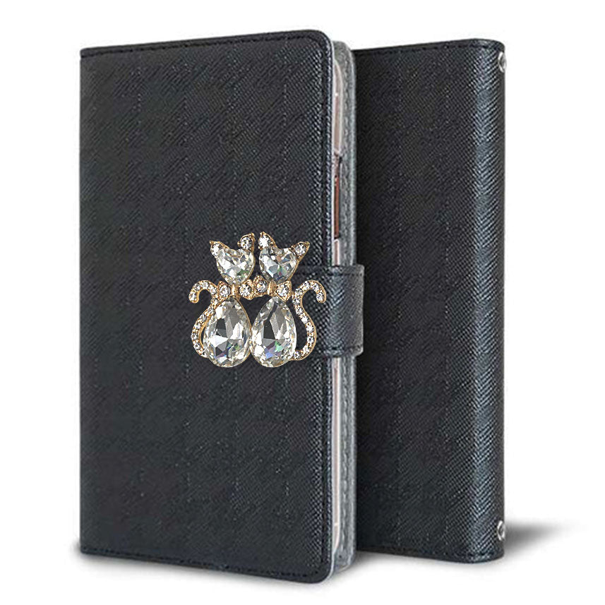 AQUOS R2 compact SH-M09 クリアプリントブラックタイプ 手帳型ケース