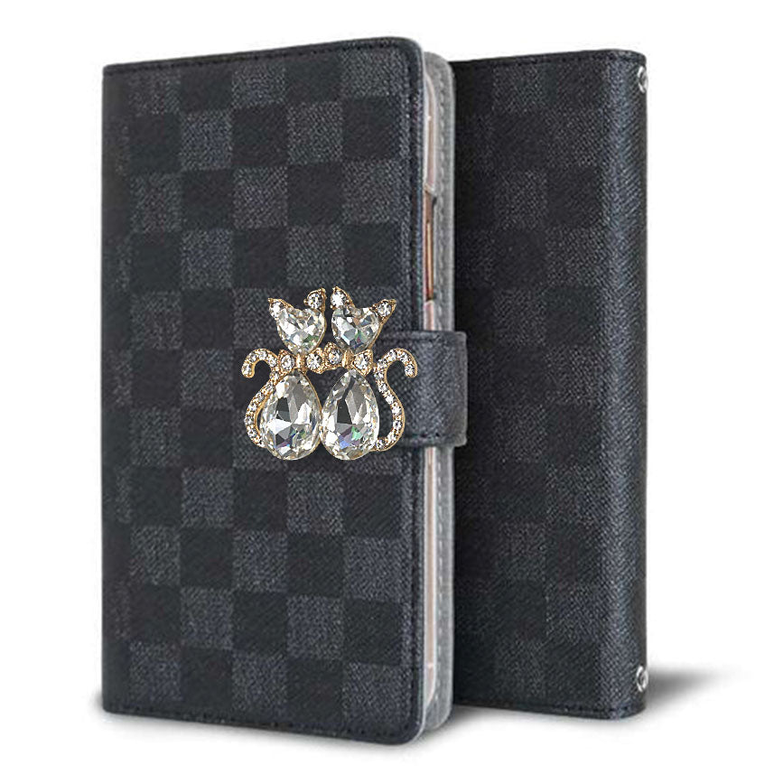 Android One S5 クリアプリントブラックタイプ 手帳型ケース