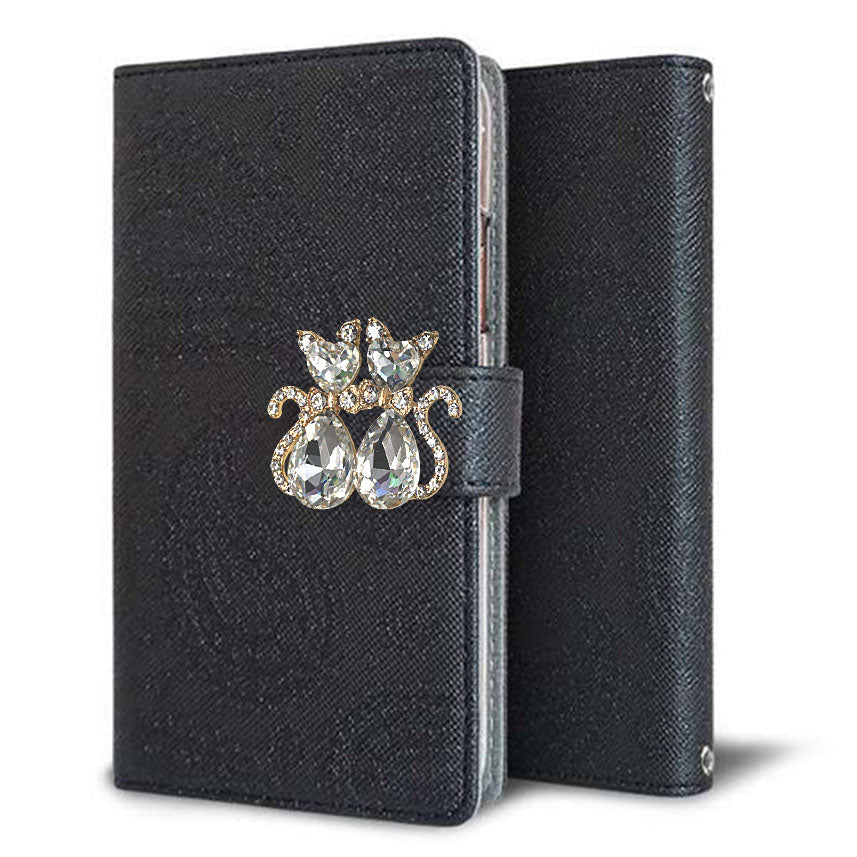 AQUOS wish4 SH-52E docomo クリアプリントブラックタイプ 手帳型ケース