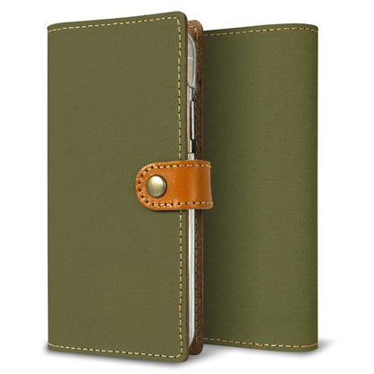 iPhone15 Plus 倉敷帆布×本革仕立て 手帳型ケース 耐衝撃