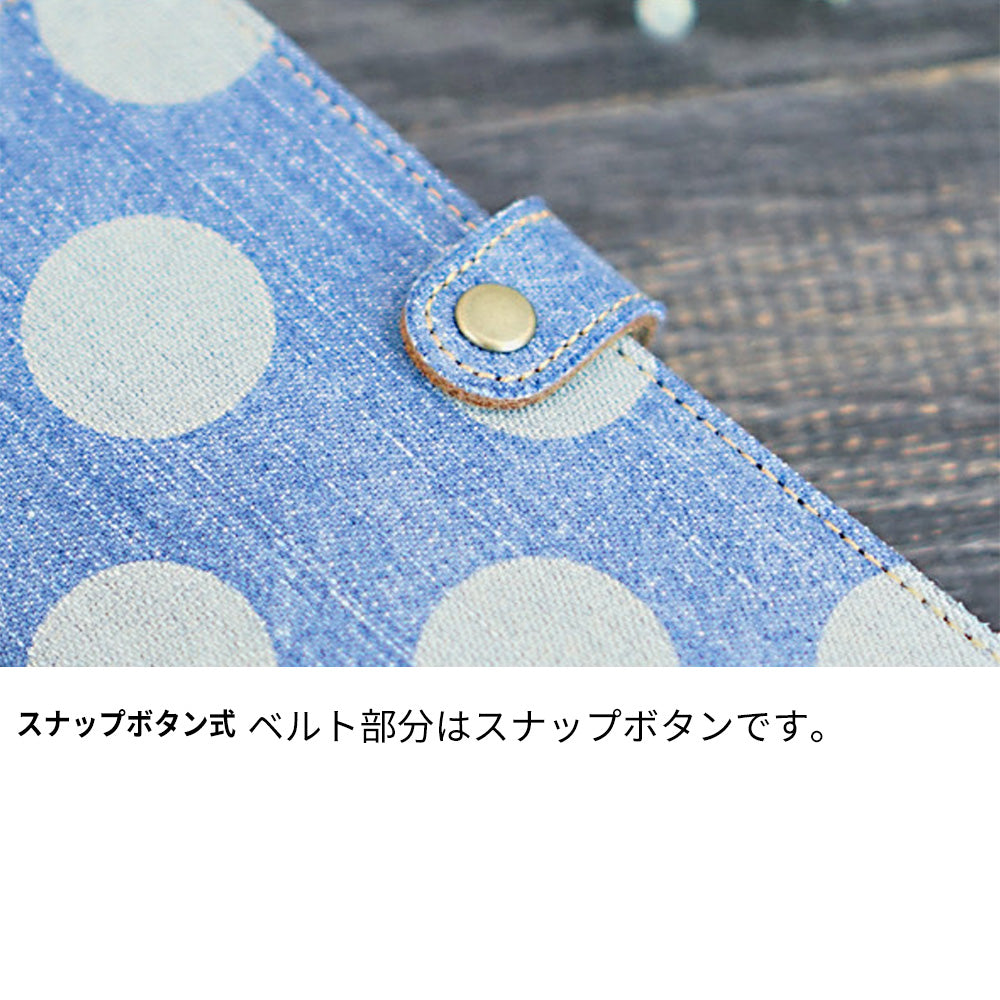 Mi Note 10 Lite 天然素材の水玉デニム本革仕立て 手帳型ケース