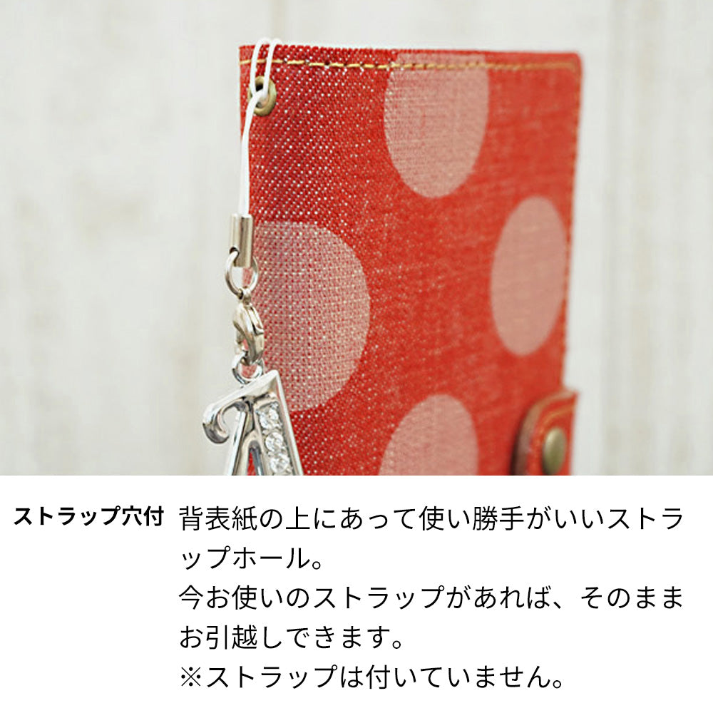 Redmi Note 10T A101XM SoftBank 天然素材の水玉デニム本革仕立て 手帳型ケース