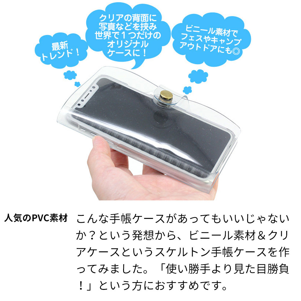 AQUOS Xx3 mini 603SH SoftBank ビニール素材のスケルトン手帳型ケース クリア