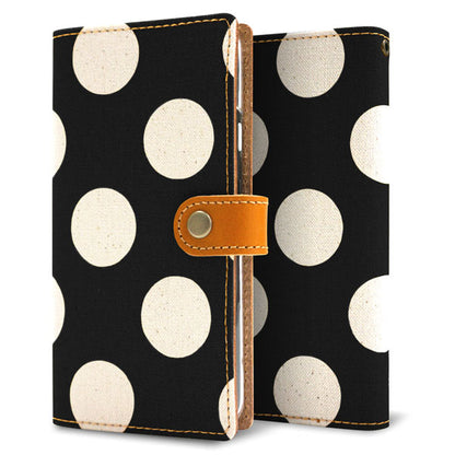 arrows Alpha M08 水玉帆布×本革仕立て 手帳型ケース 耐衝撃