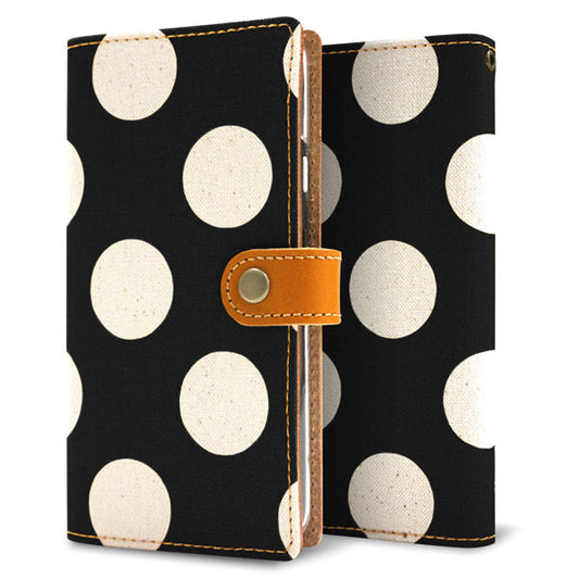 Galaxy S26 Ultra SCG37 au 水玉帆布×本革仕立て 手帳型ケース 耐衝撃