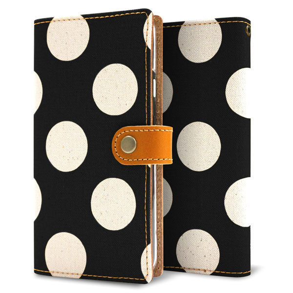 OPPO A5 5G A502OP Y!mobile 水玉帆布×本革仕立て 手帳型ケース 耐衝撃