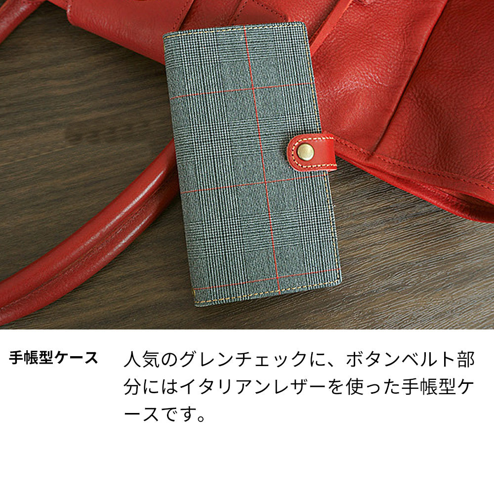AQUOS wish4 SH-52E docomo グレンチェック＆イタリアンレザー手帳型ケース 耐衝撃