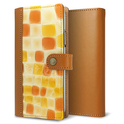 BASIO active SHG09 au ステンドグラス＆イタリアンレザー 手帳型ケース 耐衝撃