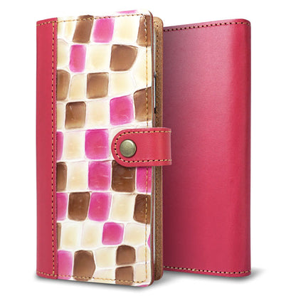 Xperia 1 802SO SoftBank ステンドグラス＆イタリアンレザー 手帳型ケース 耐衝撃