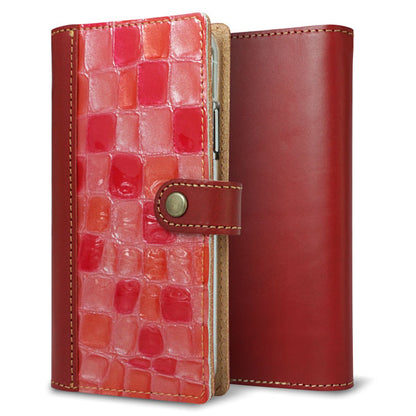 AQUOS wish5 SH-52F docomo ステンドグラス＆イタリアンレザー 手帳型ケース 耐衝撃